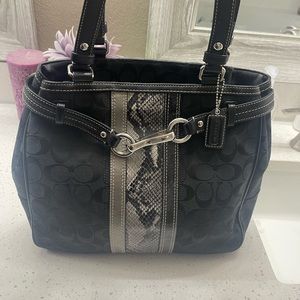 Coach Black and Snakeskin Bag